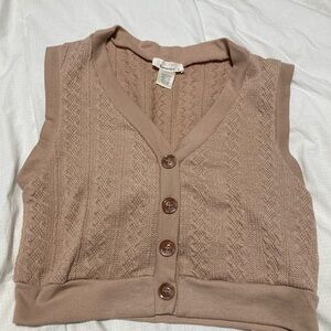 Tan Cable Knit Sweater Vest